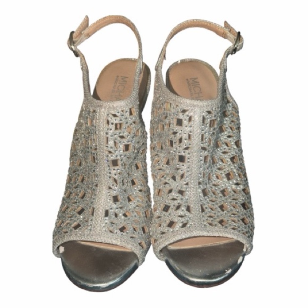 Michael Koors Alie Cut Out Elegant Silver Women's Heels Size 9 NWOT - Picture 11 of 11